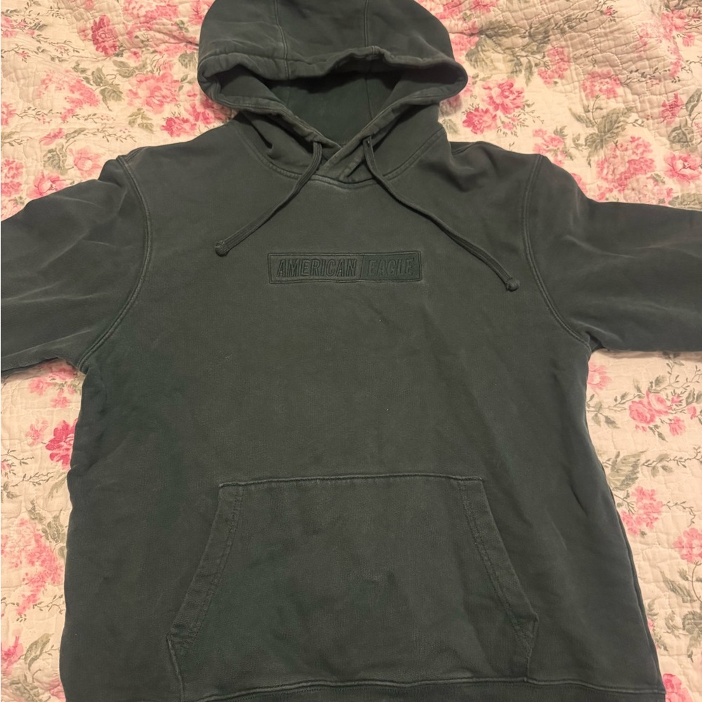 American Eagle Outfitters Men's Dark Green Hoodie
